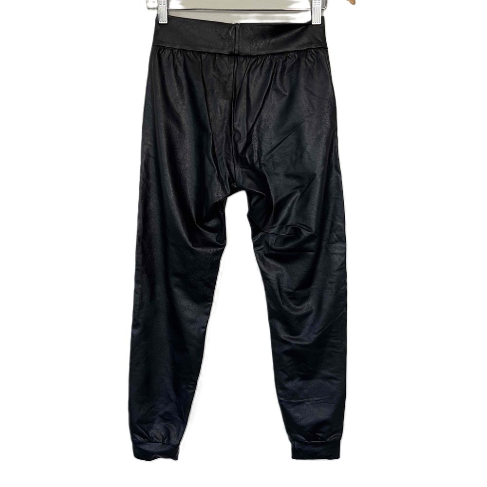 Commando Sz XS Pants Black Jogger Faux Leather Relaxed Fit Elastic Waist Pockets